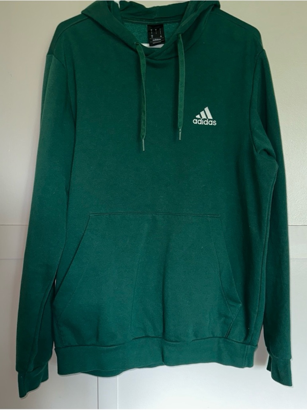 adidas Men's Dark Green Pullover Hoodie with Logo